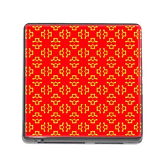 Red Background Yellow Shapes Memory Card Reader (square 5 Slot) by Simbadda