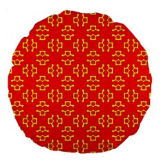 Red Background Yellow Shapes Large 18  Premium Round Cushions by Simbadda