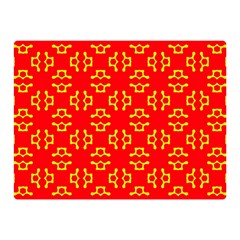 Red Background Yellow Shapes Double Sided Flano Blanket (mini)  by Simbadda