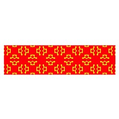 Red Background Yellow Shapes Satin Scarf (oblong) by Simbadda