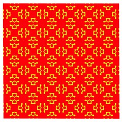 Red Background Yellow Shapes Wooden Puzzle Square