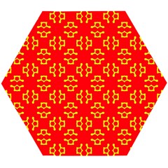 Red Background Yellow Shapes Wooden Puzzle Hexagon by Simbadda