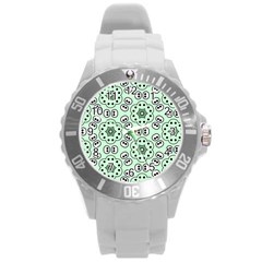 Background Texture Dots Pattern Round Plastic Sport Watch (l) by Simbadda