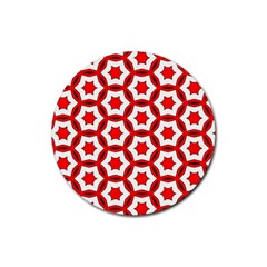 Pattern Red White Texture Seamless Rubber Coaster (round) 