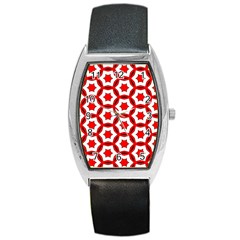 Pattern Red White Texture Seamless Barrel Style Metal Watch by Simbadda