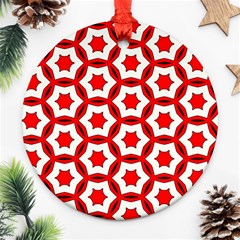 Pattern Red White Texture Seamless Round Ornament (two Sides)