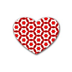 Pattern Red White Texture Seamless Rubber Coaster (heart) 