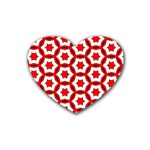 Pattern Red White Texture Seamless Rubber Coaster (Heart)  Front