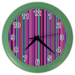 Stripes Wallpaper Texture Color Wall Clock by Simbadda