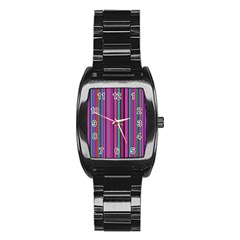 Stripes Wallpaper Texture Stainless Steel Barrel Watch by Simbadda