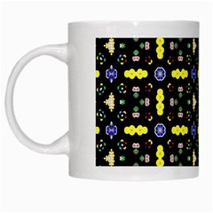 Pattern Black Background Texture White Mugs by Simbadda