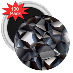 Triangles Polygon Color Silver Uni 3  Magnets (100 Pack) by Simbadda