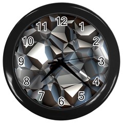 Triangles Polygon Color Silver Uni Wall Clock (black) by Simbadda