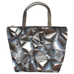 Triangles Polygon Color Silver Uni Bucket Bag by Simbadda