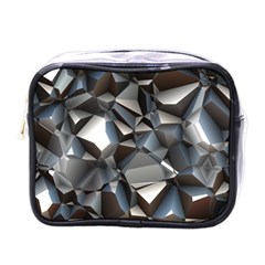 Triangles Polygon Color Silver Uni Mini Toiletries Bag (one Side) by Simbadda