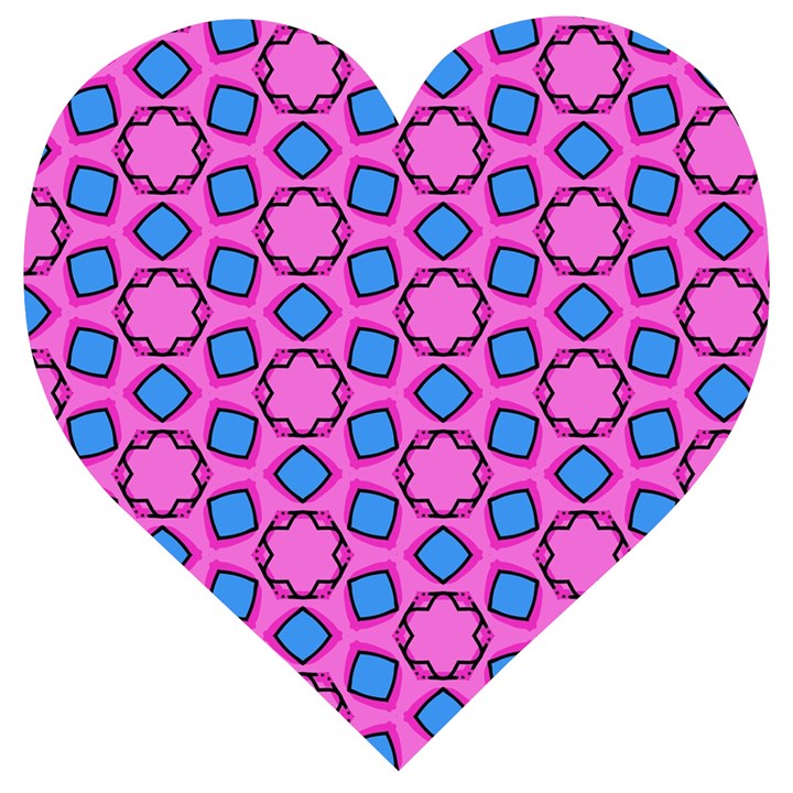 Pattern Pink Stars Texture Seamless Wooden Puzzle Heart