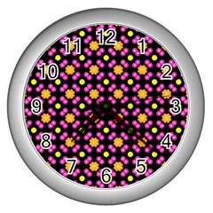 Pattern Colorful Texture Design Wall Clock (silver) by Simbadda