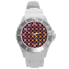 Pattern Colorful Texture Design Round Plastic Sport Watch (L)