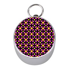 Pattern Colorful Texture Design Mini Silver Compasses