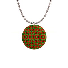 Pattern Modern Texture Seamless Red Yellow Green 1  Button Necklace by Simbadda