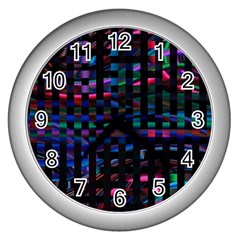 Stripes Background Black Colorful Wall Clock (silver) by Simbadda