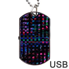 Stripes Background Black Colorful Dog Tag Usb Flash (two Sides) by Simbadda