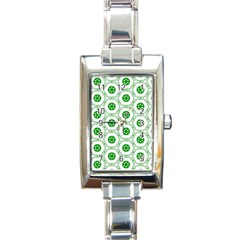 White Background Green Shapes Rectangle Italian Charm Watch by Simbadda