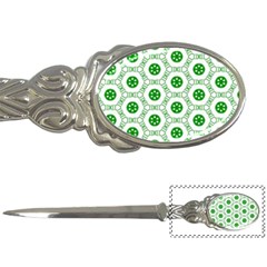 White Background Green Shapes Letter Opener by Simbadda