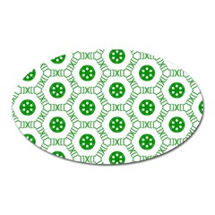 White Background Green Shapes Oval Magnet by Simbadda