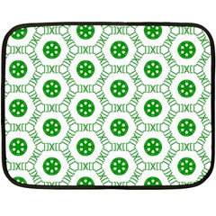 White Background Green Shapes Fleece Blanket (mini) by Simbadda