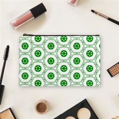 White Background Green Shapes Cosmetic Bag (medium) by Simbadda