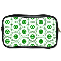 White Background Green Shapes Toiletries Bag (two Sides) by Simbadda