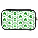 White Background Green Shapes Toiletries Bag (Two Sides) Front