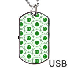 White Background Green Shapes Dog Tag Usb Flash (two Sides) by Simbadda