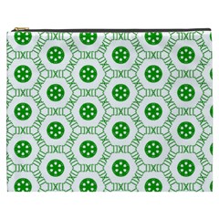 White Background Green Shapes Cosmetic Bag (xxxl) by Simbadda