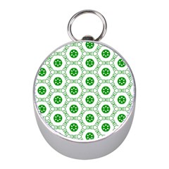 White Background Green Shapes Mini Silver Compasses by Simbadda