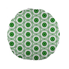 White Background Green Shapes Standard 15  Premium Flano Round Cushions by Simbadda