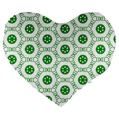 White Background Green Shapes Large 19  Premium Flano Heart Shape Cushions by Simbadda