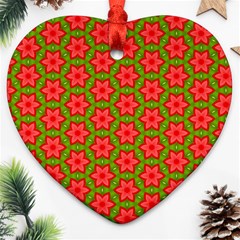 Pattern Flower Texture Seamless Heart Ornament (two Sides) by Simbadda