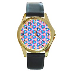 Background Pattern Backgrounds Round Gold Metal Watch by Simbadda