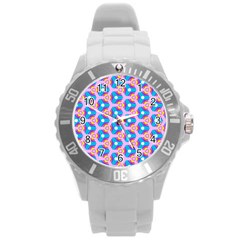 Background Pattern Backgrounds Round Plastic Sport Watch (l) by Simbadda