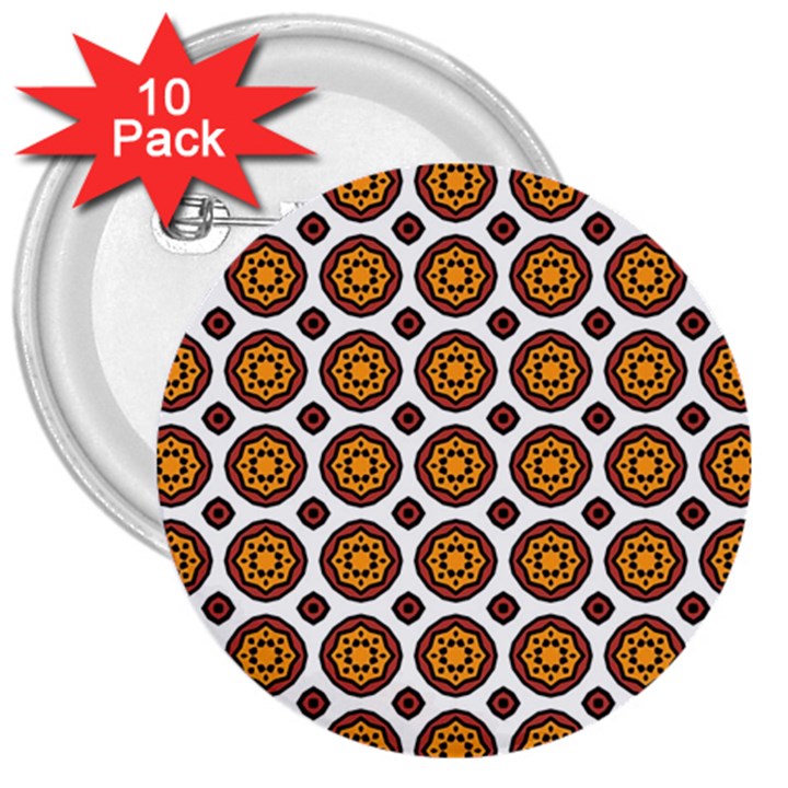 Pattern Fall Color White Background 3  Buttons (10 pack) 