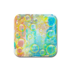 Bubbles Blue Floating Air Rubber Square Coaster (4 Pack)  by Simbadda