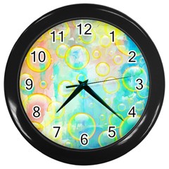 Bubbles Blue Floating Air Wall Clock (black)