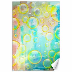 Bubbles Blue Floating Air Canvas 12  X 18  by Simbadda