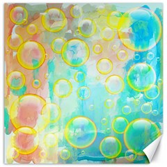 Bubbles Blue Floating Air Canvas 20  X 20  by Simbadda