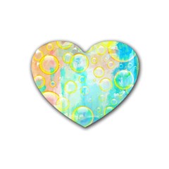 Bubbles Blue Floating Air Rubber Coaster (heart)  by Simbadda