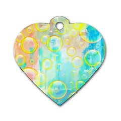 Bubbles Blue Floating Air Dog Tag Heart (one Side) by Simbadda