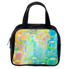 Bubbles Blue Floating Air Classic Handbag (one Side) by Simbadda