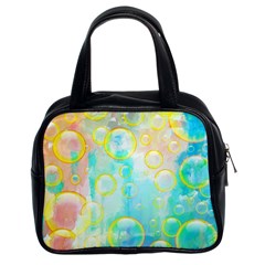 Bubbles Blue Floating Air Classic Handbag (two Sides) by Simbadda